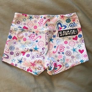 EUC Savage Barbell Notebook hearts shorts small